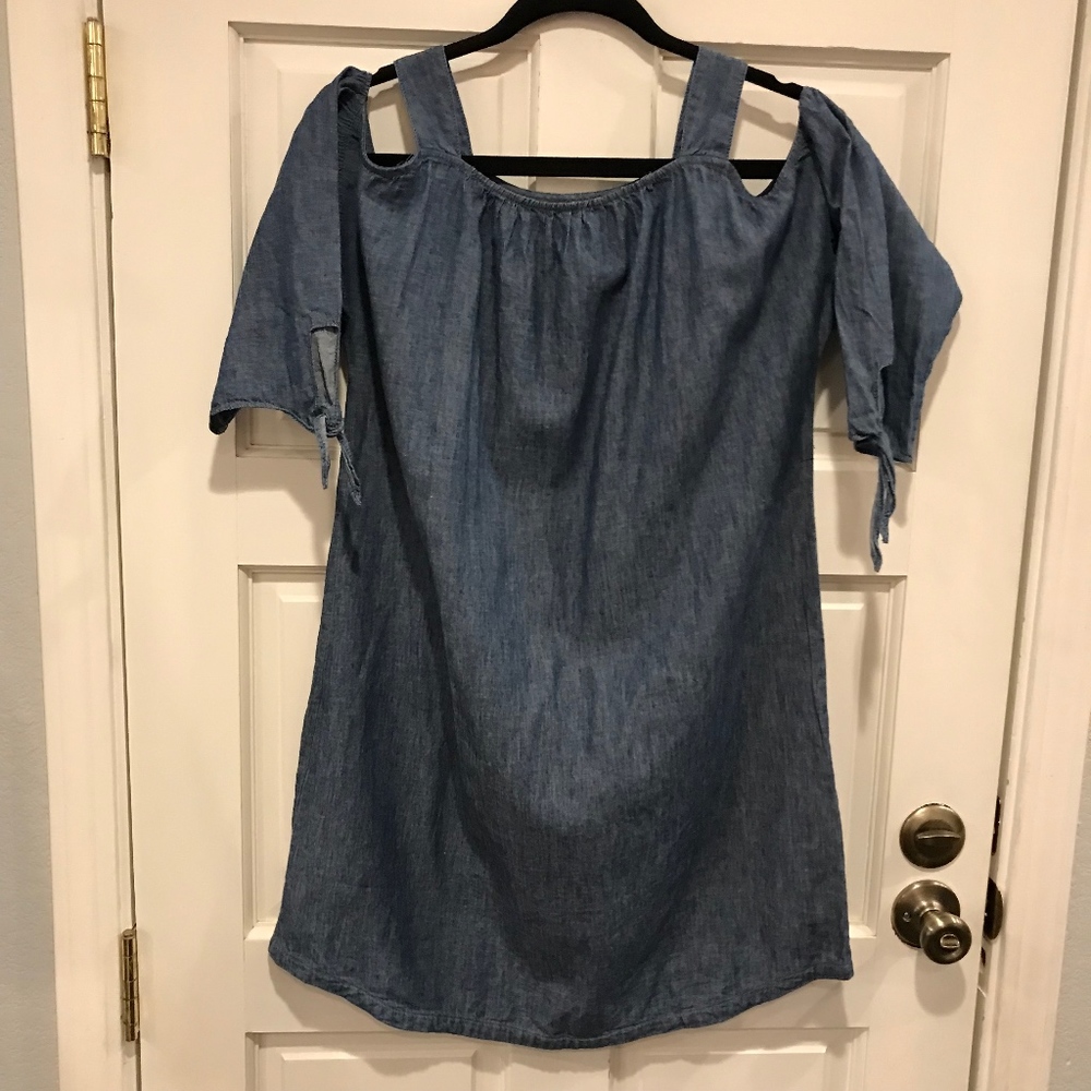 Madewell Cold Shoulder Chambray Denim Dress Small